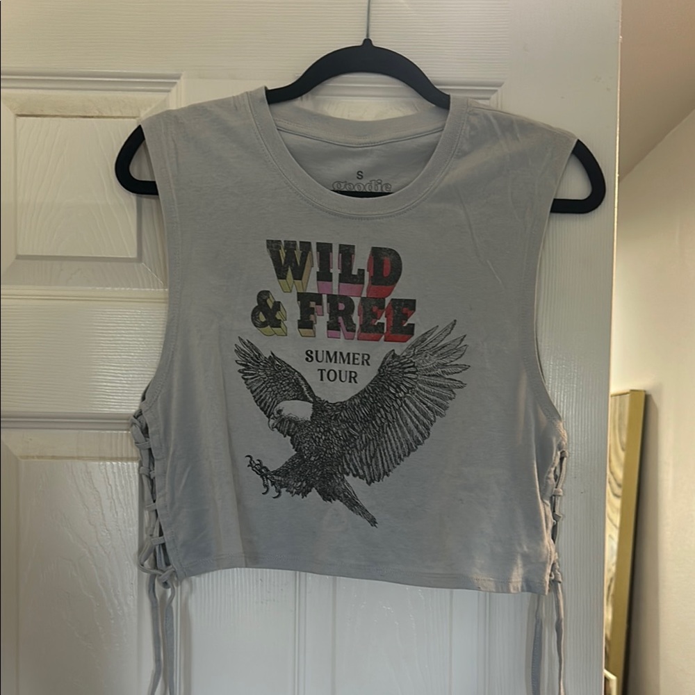 Gray Graphic Crop Top